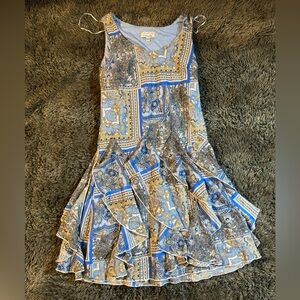 10P Blue white paisley floral Signiture by Robbie Bee sundress